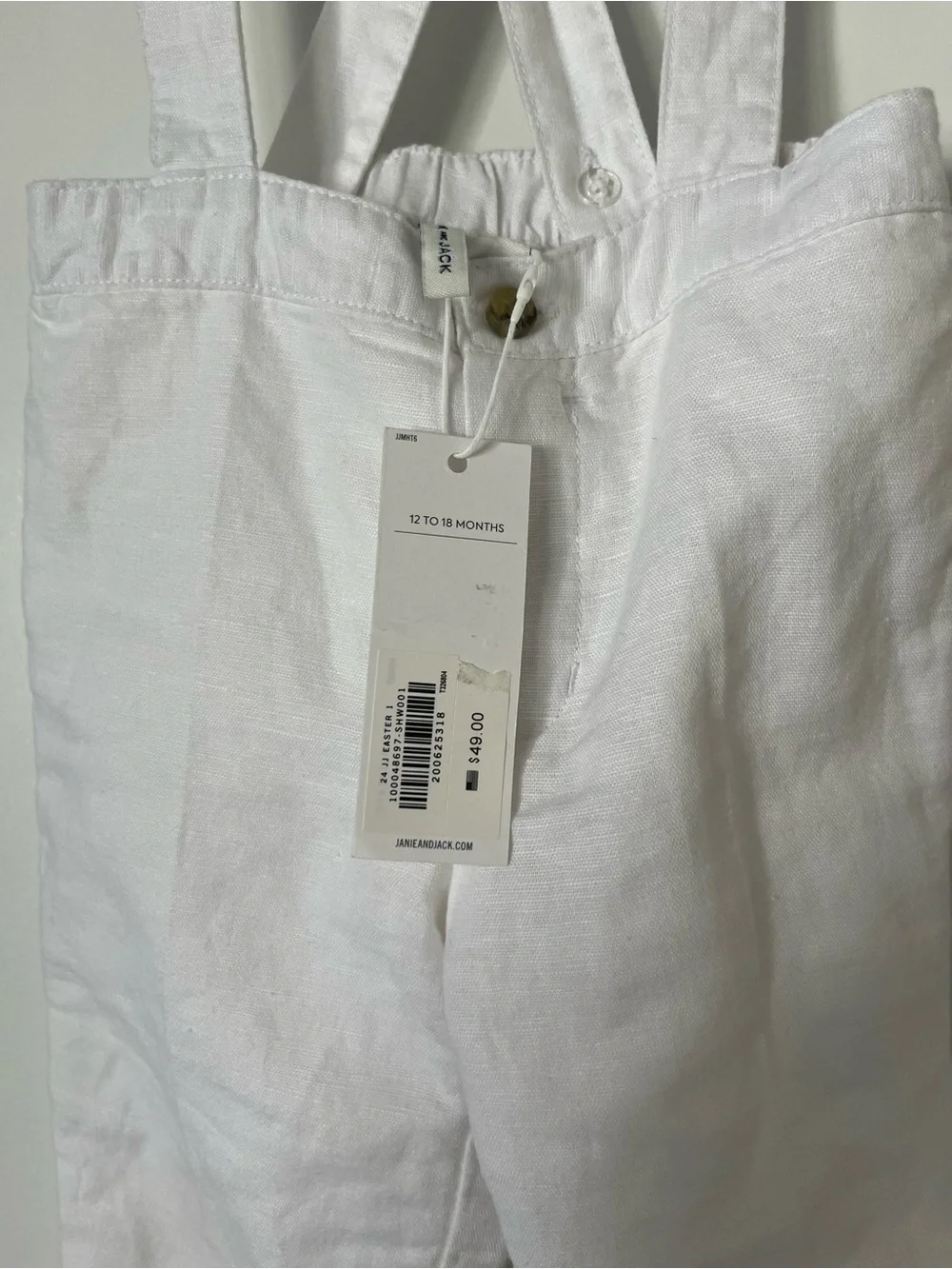 Janie and Jack linen overall suspenders sz 12-18 months